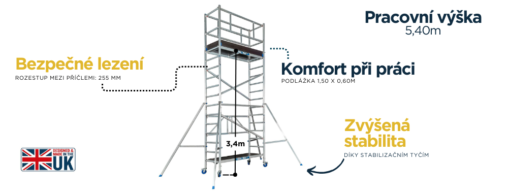 WERNE ProPlus Pojizde leseni pracovní výška 5,40m detail 1